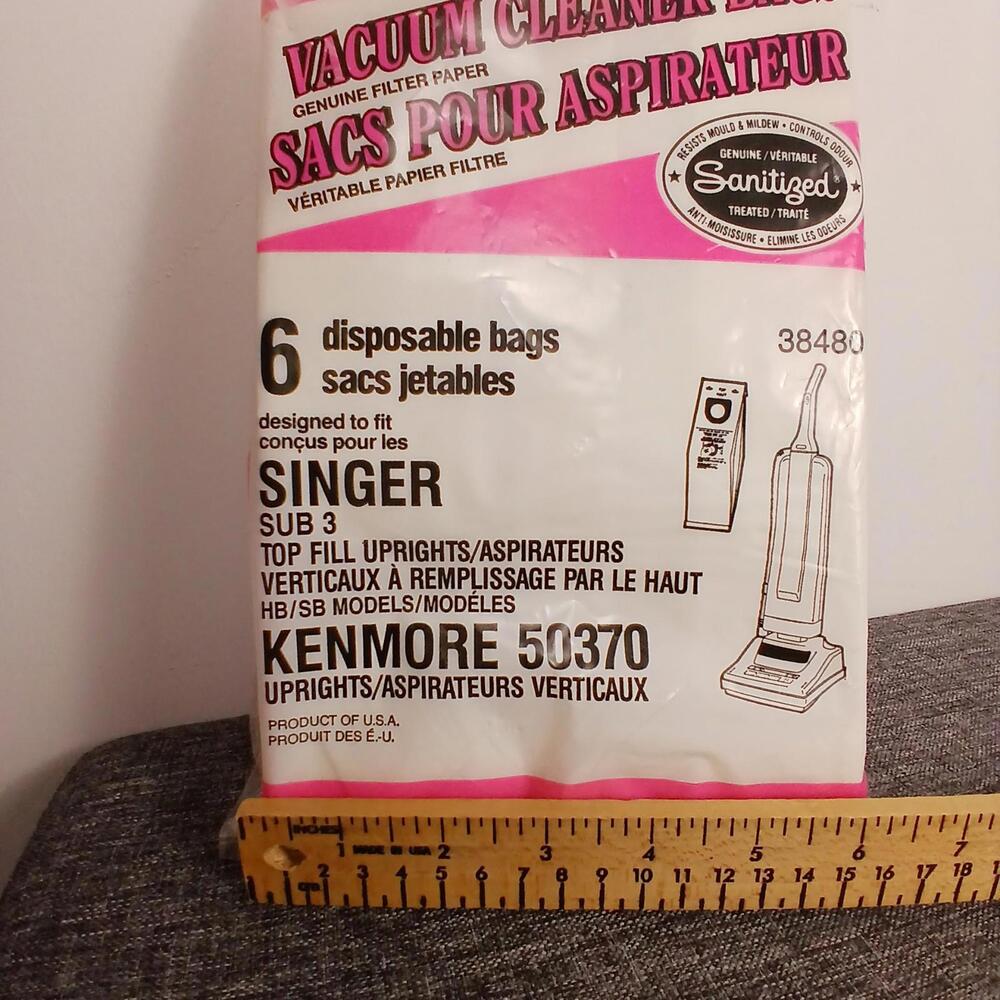 Vintage Kenmore 50370 Vacuum Cleaner Bags Singer Sub 3 HB SB Upright 6 Pack Sani - Picture 5 of 7